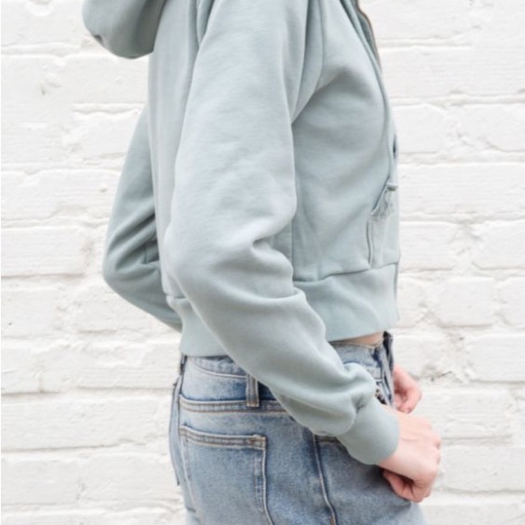 Brandy Melville Crystal Crop Hoodie O/S Green - Picture 2 of 8
